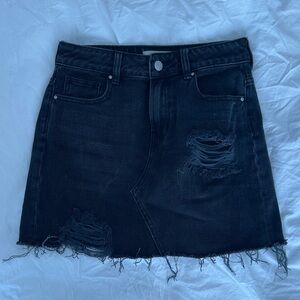 PacSun Frayed Hem Black Mini Skirt